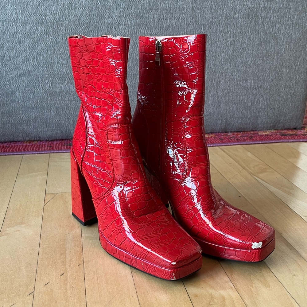 Nasty Gal Alligator Print Heeled Boots